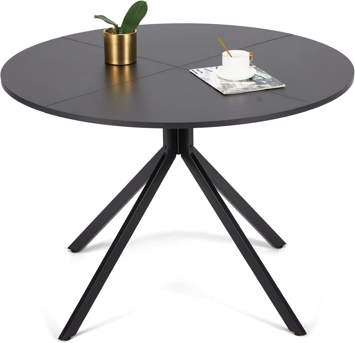 AVAWING Round Dining Table for 4, Mid Century Circle Kitchen Table with ...