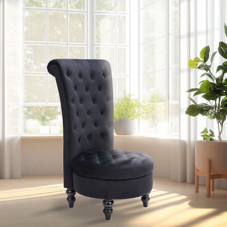 AVAWING Throne Royal Chair Set of 1 Thick Padding and Rubberwood Legs, Adult, Mysterious Black