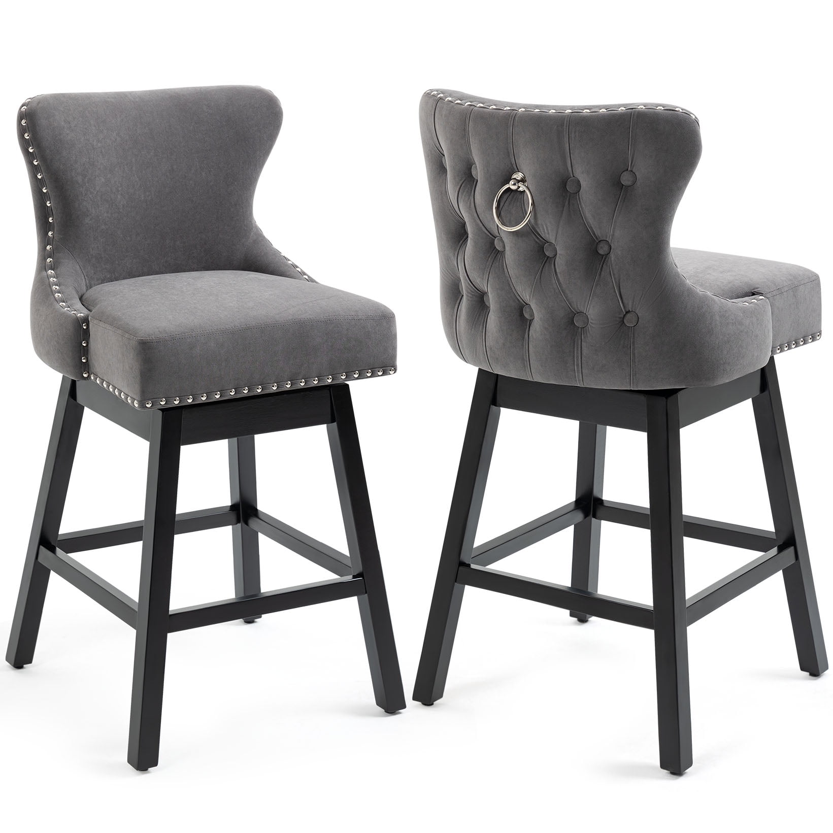 AVAWING Upholstered Fabric Bar Stools Chairs with Pull Ring, Living