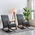 thumbnail image 1 of AVAWING Upholstered Rocking Chair Set of 2, Modern High Back Armchair, Adult Single Sofa, Old Man Chair, Dark Gray, 1 of 9