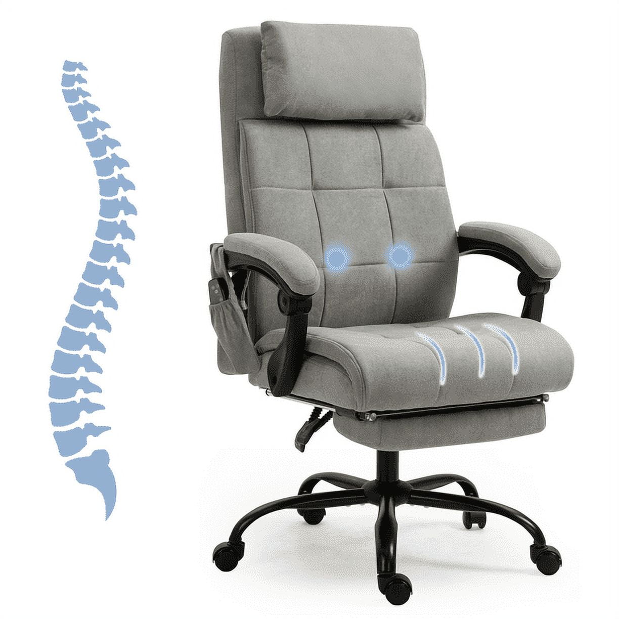 SEATZONE High Back Fabric Home Office Chair with Swivel, Executive Computer  Desk Adjustable Tilt and Flip-up Armrest, Comfy Thick Padding Ergonomic