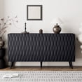 thumbnail image 1 of AVAWING Wave Fluted Cabinet with Storage, 4 Doors Sideboard Buffet, Modern Accent Cabinet, Black, 1 of 7