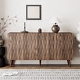 thumbnail image 1 of AVAWING Wave Fluted Cabinet with Storage, 4 Doors Sideboard Buffet, Modern Accent Cabinet, Brown, 1 of 7