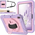 thumbnail image 1 of AVAWO 360° Rotating Case for iPad (A16) 11th Generation 11 Inch 2025 & iPad 10th Generation 10.9" 2022, Shockproof Rugged Protective Cover with Shoulder Strap/Hand Strap,Light Purple+Pink, 1 of 9