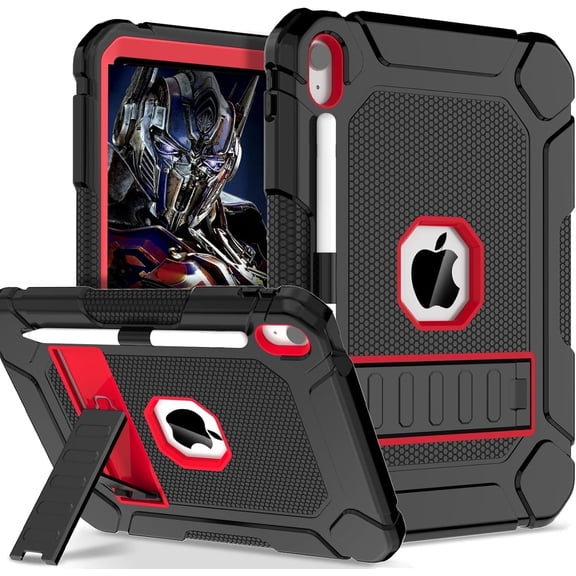 AVAWO Case for New iPad (A16) 11th Generation 11 Inch 2025 & iPad 10th Generation 10.9" 2022, Heavy Duty Military Grade Shockproof Rugged Protective Cover, Red Black