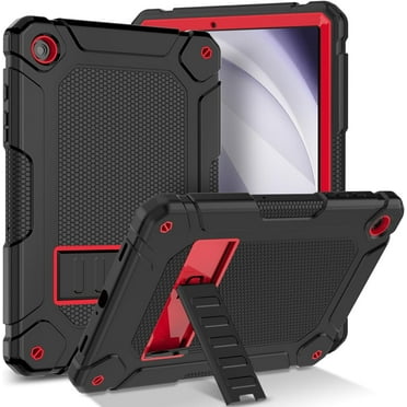 AVAWO Case for Samsung Galaxy Tab A9+ Plus 2023 (SM-X210/X216/X218) 11 Inch, Shockproof Rugged Galaxy Tab A9+ / A9 Plus Case Cover with Kickstand for Men Kids Toddler Boys Girls, Black+Red