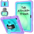 thumbnail image 1 of AVAWO Case for Samsung Galaxy Tab A9+ Plus 11 Inch 2024 with 360° Swivel Handle Strap Cover with Lanyard,Purple+Teal, 1 of 9
