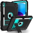 thumbnail image 1 of AVAWO Case for New iPad (A16) 11th Generation 11 Inch 2025 & iPad 10th Generation 10.9" 2022, Heavy Duty Military Grade Shockproof Rugged Protective Cover, Black+Cyan, 1 of 8