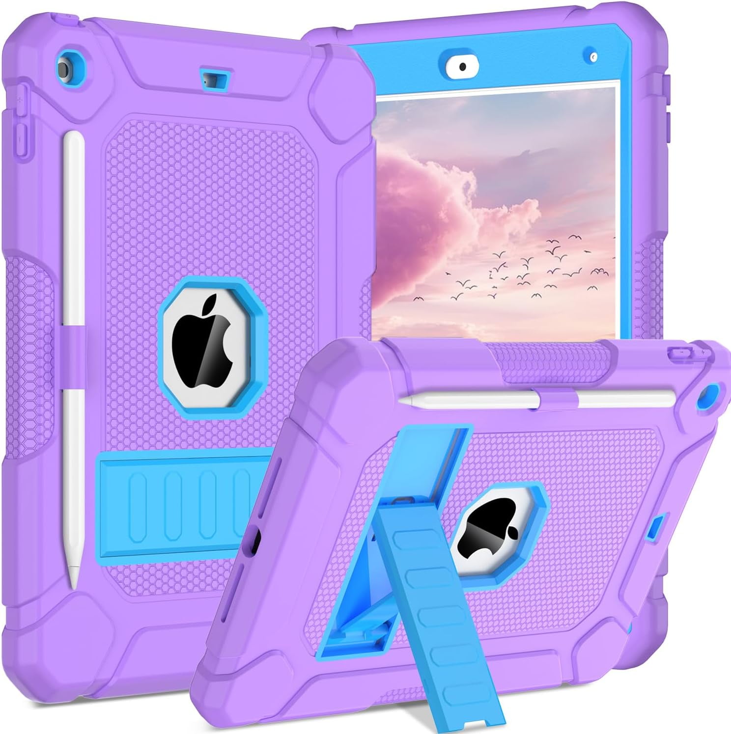 4UBonLife Case For IPad 9th/8th/7th Generation 10.2 Inch 2021/2020/2019, Slim Stand Protective Case With Translucent Frosted Hard Back Cover Shell