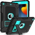 thumbnail image 1 of AVAWO Case for iPad 9th/8th/7th Generation (2021/2020/2019), iPad 10.2 Case with Pencil Holder & Kickstand, Hybrid Shockproof Protective Cover Case for iPad 9 8 7 Gen 10.2", Black and Turquoise, 1 of 8