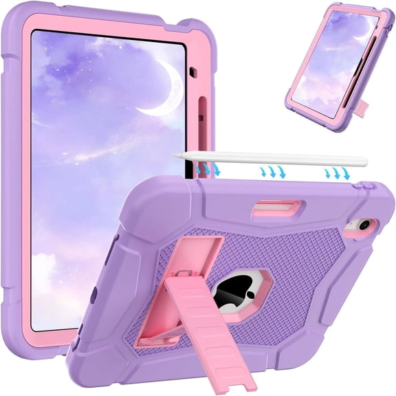 AVAWO Case for iPad (A16) 11th Generation 11 Inch 2025, iPad 10th Generation 10.9" 2022, Heavy Duty Military Grade Shockproof Rugged Protective Cover with Stand for i Pad 11/10 Gen, Light Purple