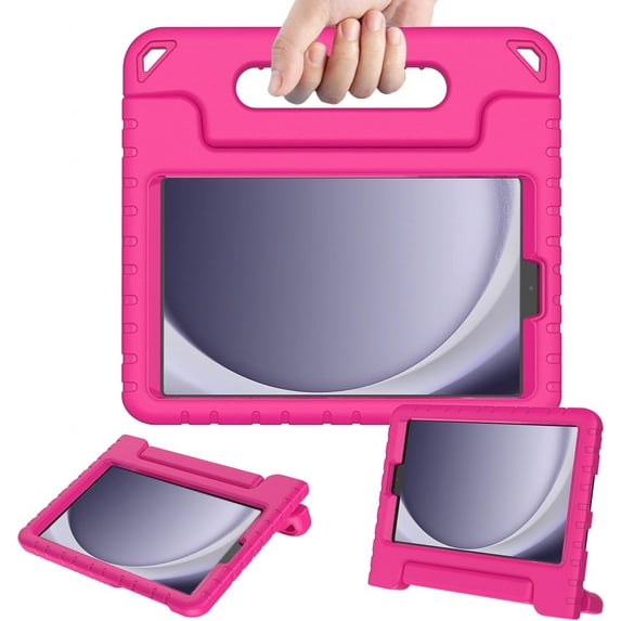 AVAWO Kids Case for New Samsung Galaxy Tab A9 8.7 Inch 2023 with Built-in Screen Protector&Handle Stand - Shockproof Light Weight EVA Cover for SM-X110/X115/X117 2023&A7 Lite SM-T220/T225/T227,Rose