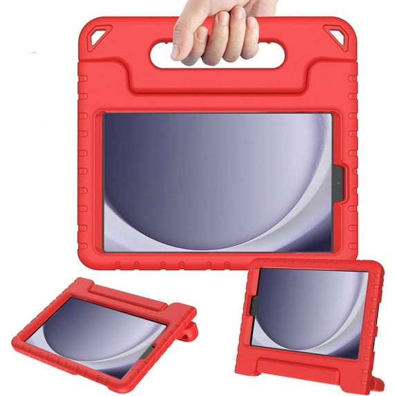 AVAWO Kids Case for New Samsung Galaxy Tab A9 8.7 Inch 2023 with Built-in Screen Protector&Handle Stand - Shockproof Light Weight EVA Cover for SM-X110/X115/X117 2023&A7 Lite SM-T220/T225/T227,Red