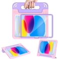 thumbnail image 1 of AVAWO Kids Case for New iPad (A16) 11th Generation 11 Inch 2025 & iPad 10th Generation 10.9" 2022 with Built-in Screen Protector Durable Shockproof Lightweight Handle Cover, Light Pink+Light Purple, 1 of 12