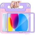 thumbnail image 1 of AVAWO Kids Case for New iPad (A16) 11th Generation 11 Inch 2025 & iPad 10th Generation 10.9" 2022 with Built-in Screen Protector Durable Shockproof Lightweight Handle Cover, Light Pink+Light Purple, 1 of 5
