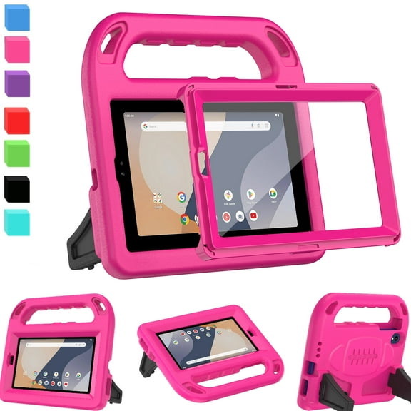 AVAWO Kids Case for Onn 7" 2024 Gen 4 (Model 100135924)(4th Generation, 2024), Light Weight Shock Proof Handle Stand for Walmart Onn 7-inch (Just Fit 7" 2024, 4 Gen),Rose