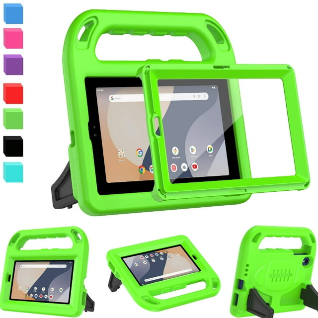 AVAWO Kids Case for Onn. 8" 4th Generation 2024, Hanle Stand Protective Cover with Built-in Screen Protector for Onn. 8 Inch Tablet Gen 4 2024 Model 100135923,Green