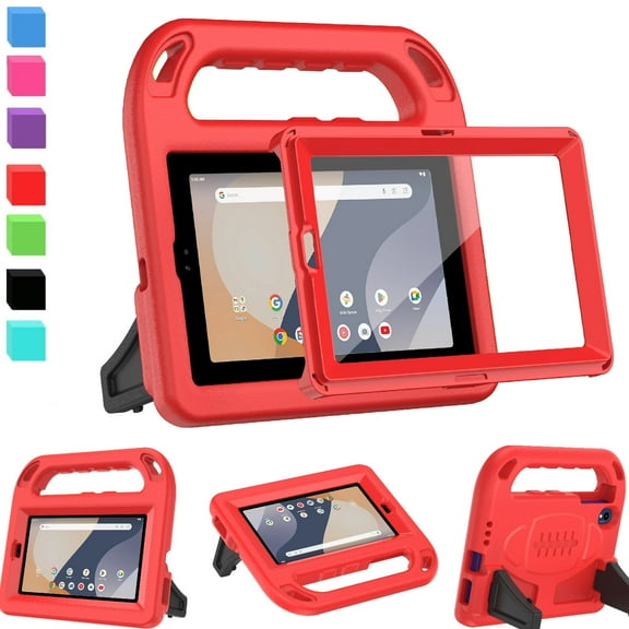 AVAWO Kids Case for Onn. 8" 4th Generation 2024, Hanle Stand Protective Cover with Built-in Screen Protector for Onn. 8 Inch Tablet Gen 4 2024 Model 100135923,Red