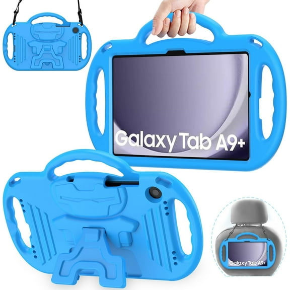 AVAWO Kids Case for Samsung Galaxy Tab A9 /A9 Plus 11 Inch 2023 Case, with Strap, Shockproof Lightweight Handle Stand 2023 Model (SM-X210/X216/X218) with Lanyard, Blue
