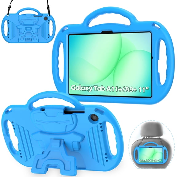 AVAWO Kids Case for Samsung Galaxy Tab A11  Plus/A9  Plus 11 Inch 2026/2023, with Strap, Shockproof Lightweight Handle Stand with Lanyard, Blue