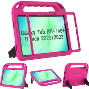 AVAWO Kids Case for Samsung Galaxy Tab A11+ Plus/A9+ Plus 11 inch 2026/2023 - with Built-in Screen Protector, Shockproof Covertible Handle Stand Cover, Rose