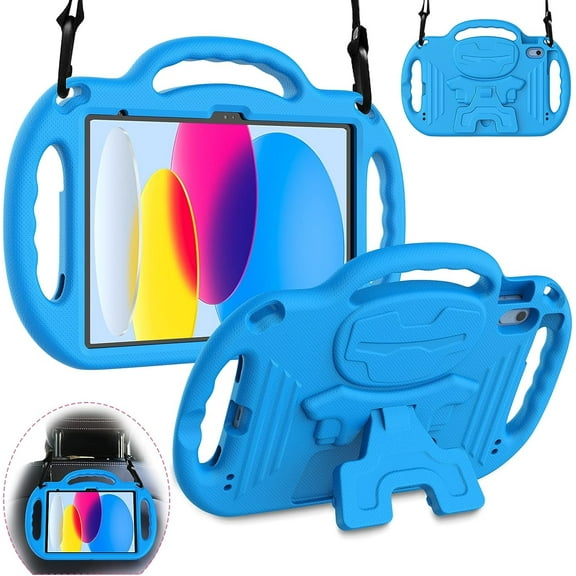 AVAWO Kids Case for iPad (A16) 11th Generation 11 Inch 2025 & iPad 10th Generation 10.9" 2022 & Air (M3/M2) 2025/2024 Cover with Shoulder Strap,Blue