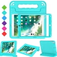 thumbnail image 1 of AVAWO Kids Case for iPad 9.7 2017/2018 & iPad Air 2 - Light Weight Shock Proof Convertible Handle Stand Friendly Kids Case for 9.7-inch iPad 5th & 6th Gen, iPad Air 1 & iPad Air 2 - Cyan, 1 of 10