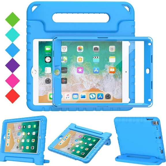 AVAWO Kids Case for iPad 9.7 2017/2018 & iPad Air 2 - with Screen Protector, Light Weight Shock Proof Handle Stand Kids Case for 9.7-inch iPad 5th & 6th Gen, iPad Air 1 & iPad Air 2 - Blue
