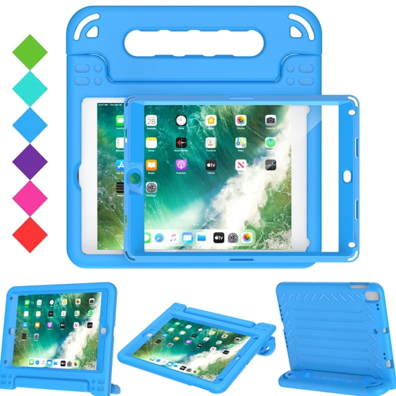 AVAWO Kids Case for iPad 9.7 2017/2018 & iPad Air 2 - with Screen Protector, Light Weight Shock Proof Handle Stand Kids Case for 9.7-inch iPad 5th & 6th Gen, iPad Air 1 & iPad Air 2 - Blue