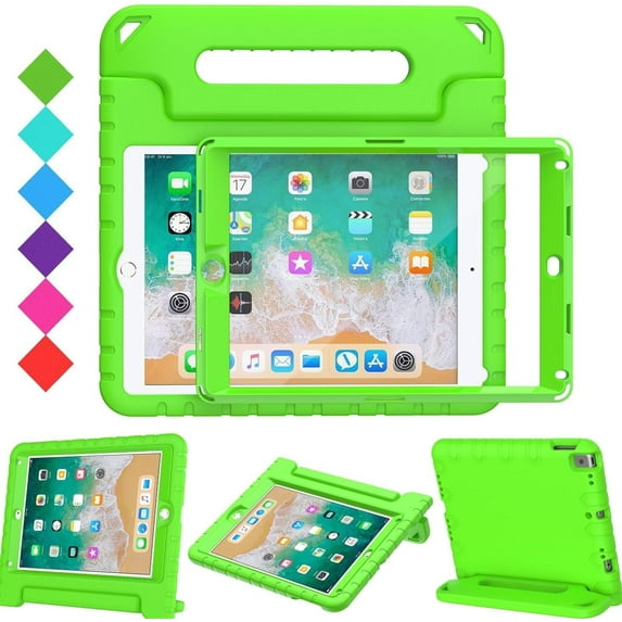 AVAWO Kids Case for iPad 9.7 2017/2018 & iPad Air 2 - with Screen Protector, Light Weight Shock Proof Handle Stand Kids Case for 9.7-inch iPad 5th & 6th Gen, iPad Air 1 & iPad Air 2 - Green