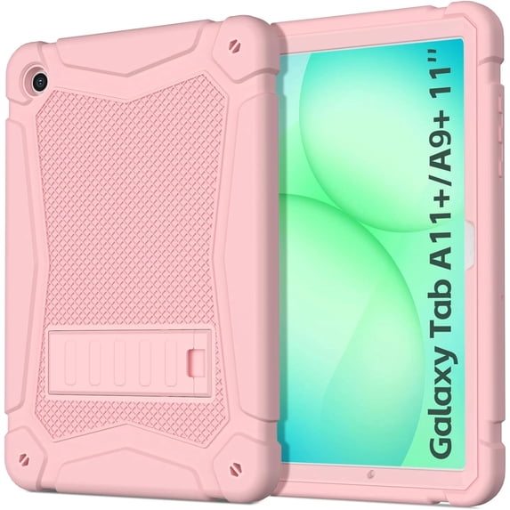AVAWO Shockproof Case for Samsung Galaxy Tab A11+ Plus 11 inch 2026 with Built-in Kickstand, 3 Layers Heavy Duty Protection Cover for Galaxy A11+/A9+ 10.9, Pink