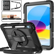 AVAWO iPad 10th Generation Case 10.9 Inch 2022, Heavy Duty Shockproof Protective Cover for iPad 10th Gen 2022 - Black