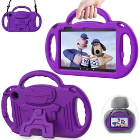 AVAWO Kids Case for Fire HD 8-Inch Tablet (2024 Release, 12th Generation), with Strap, Lightweight Shockproof Handle Protective Case, Purple
