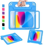 AVAWO Kids Case for New iPad A16 11th Generation 11 Inch 2025 & iPad 10th Generation 10.9 2022 with Built-in Screen Protector Durable Shockproof Lightweight Handle Cover, Blue