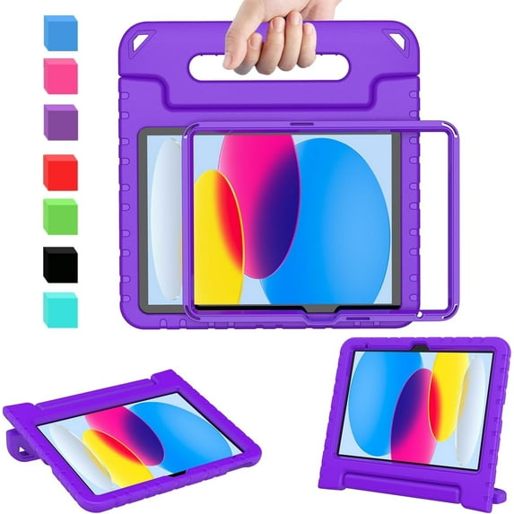 AVAWO Kids Case for New iPad (A16) 11th Generation 11 Inch 2025 & iPad 10th Generation 10.9" 2022 with Built-in Screen Protector Durable Shockproof Lightweight Handle Cover, Purple