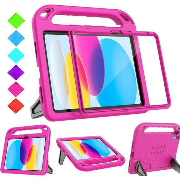 AVAWO Kids Case for New iPad (A16) 11th Generation 11 Inch 2025 & iPad 10th Generation 10.9" 2022 Cover with Built-in Screen Protector, Rose