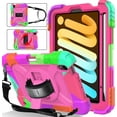 thumbnail image 1 of AVAWO iPad Mini 6 Case (8.3 inch 2021 Release), iPad Mini 6th Generation Kids Case, Shockproof Rugged Kids Case with [360 Rotating Stand] [Hand Strap] [Pencil Holder] for iPad Mini 6th Gen 8.3-Rose, 1 of 7