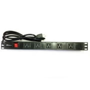 AVBcable PC-RM-5B 5 Outlet Rack Mount Power Strip 2 fronted mount w/ 6FT Power Cord for Standard 19in rack.