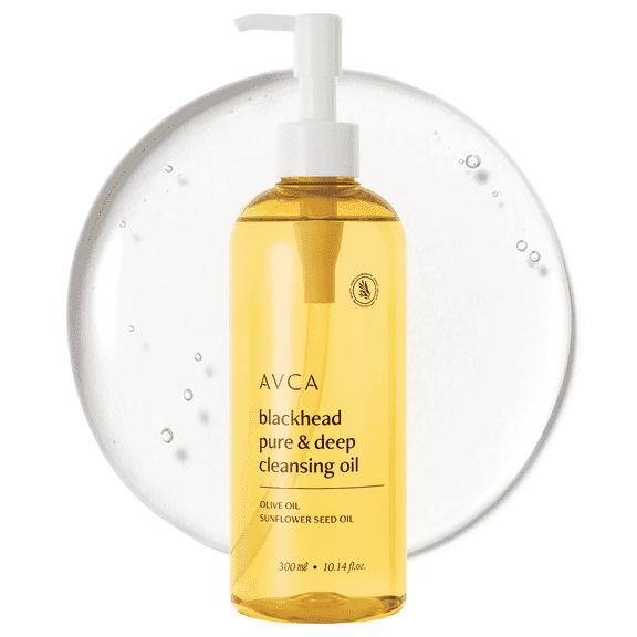 AVCA Blackhead Remover Cleansing Oil 10.14 fl.oz.(300ml) - Makeup & Blackhead Remover, PHA Gentle Exfoliator, Lightweight Pore Cleanser, Korean Skincare for Normal & Oily Skin