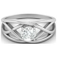 thumbnail image 1 of AVDAN 0.50 Ctw Round Moissanite Crossover Shank 925 Sterling Silver Women Wedding Ring, 1 of 4