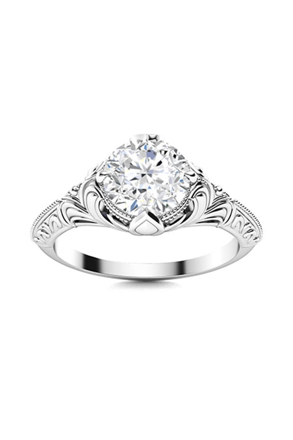 0.75 Ctw Round Moissanite Diamond 925 Sterling Silver Solitaire Women Wedding Ring