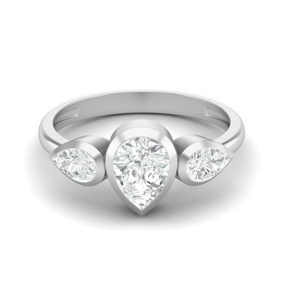 AVDAN 1.25 Cts Pear Moissanite Diamond 925 Sterling Silver Three Stone Women Gifts Ring