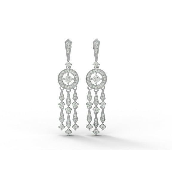 AVDAN 1.49 Ctw Round Moissanite Diamond 925 Sterling Silver Dangle Drop Chandelier Women Earrings