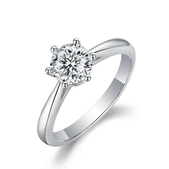 AVDAN 1 Ct Round Brilliant Moissanite Diamond Sterling Silver Solitaire Women Wedding Promise Ring, Size 7