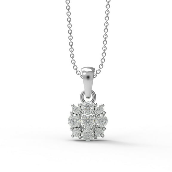 AVDAN 3mm Round Moissanite Diamond 925 Sterling Silver Cluster Women Pendant Necklace