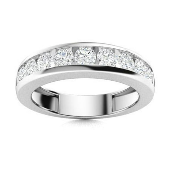 AVDAN 4mm Round Moissanite Diamond 925 Sterling Silver Half Eternity Women Wedding Ring