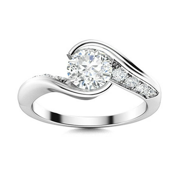 AVDAN 5mm Round Moissanite Diamond 925 Sterling Silver Wedding Women Ring