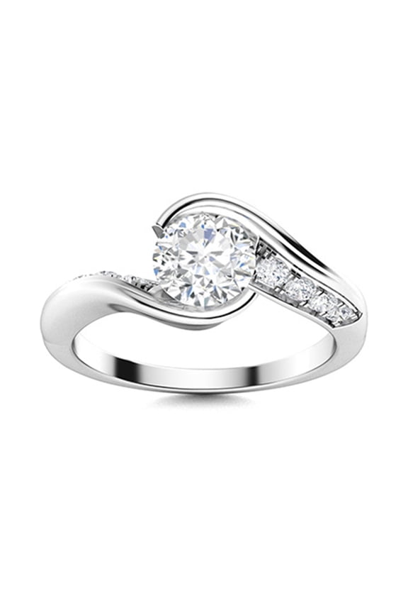 5mm Round Moissanite Diamond 925 Sterling Silver Wedding Women Ring