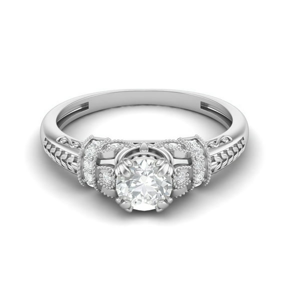 AVDAN 5mm Round Shape Moissanite 925 Sterling Silver Blossom Design Women Ring