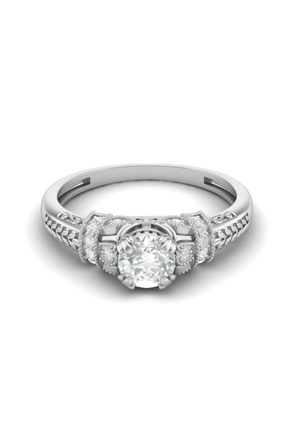 5mm Round Shape Moissanite 925 Sterling Silver Blossom Design Women Ring